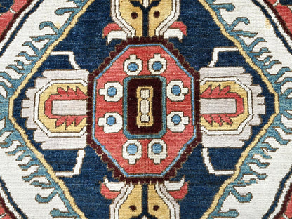 Blue 9'11" x 13'10" Heriz Hand knotted Wool Rug - Sku: O0323