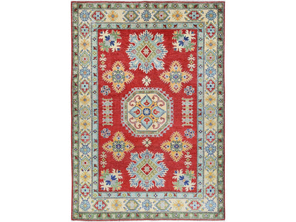 Kazak Kazak hand-knotted wool rug in Red & Ivory, 4'10" x 6'10" — SKU O0325
