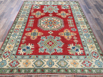 Kazak Kazak hand-knotted wool rug in Red & Ivory, 4'10" x 6'10" — SKU O0325 (view 2)