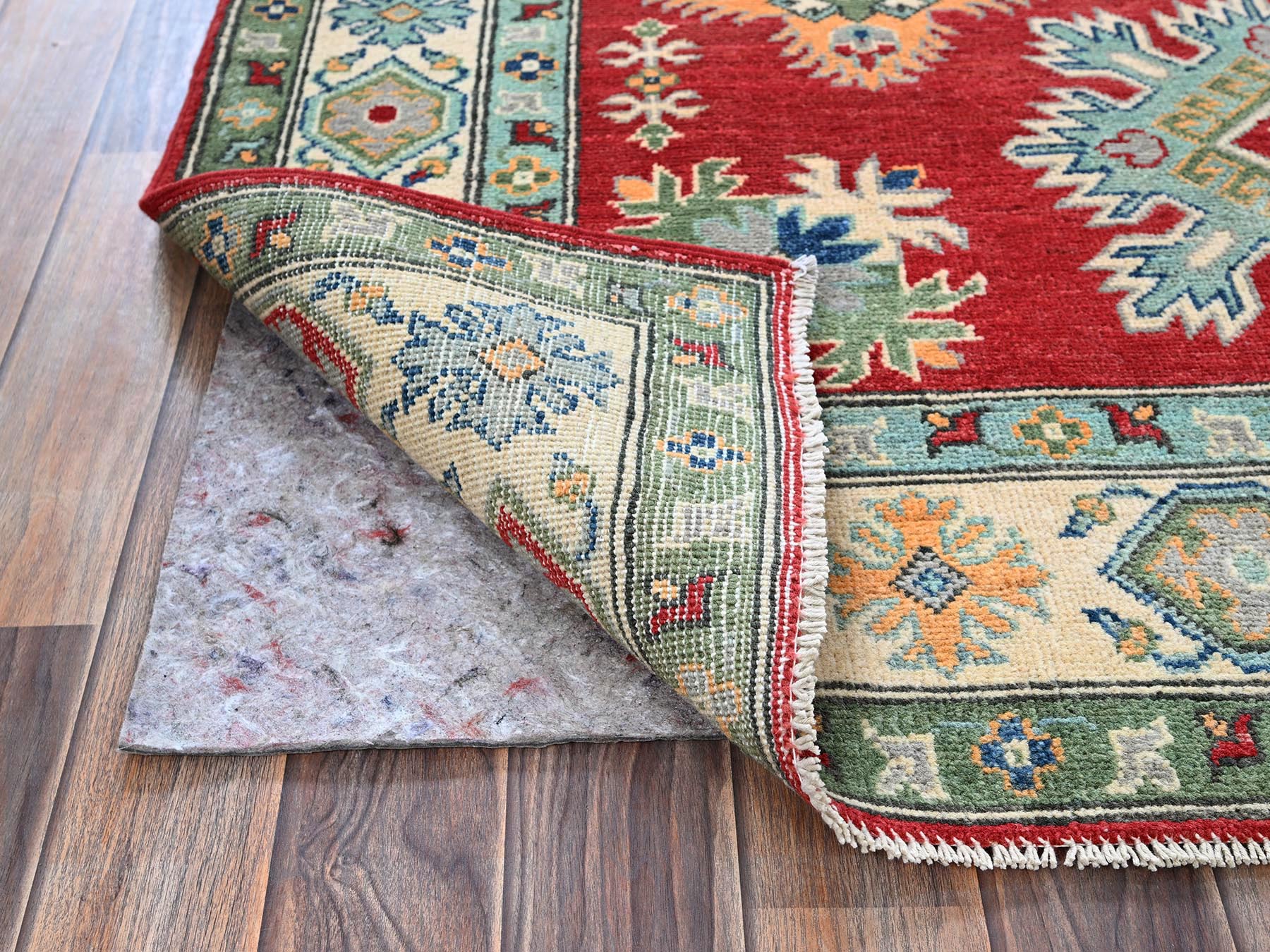 Kazak Kazak hand-knotted wool rug in Red & Ivory, 4'10" x 6'10" — SKU O0325 (view 3)