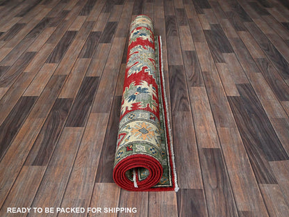 Red 4'10" x 6'10" Tribal Hand knotted Wool Rug - Sku: O0325