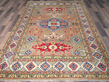 Brown 4'11" x 6'9" Kazak Hand knotted Wool Rug - Sku: O0329