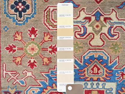 Brown 4'11" x 6'9" Kazak Hand knotted Wool Rug - Sku: O0329