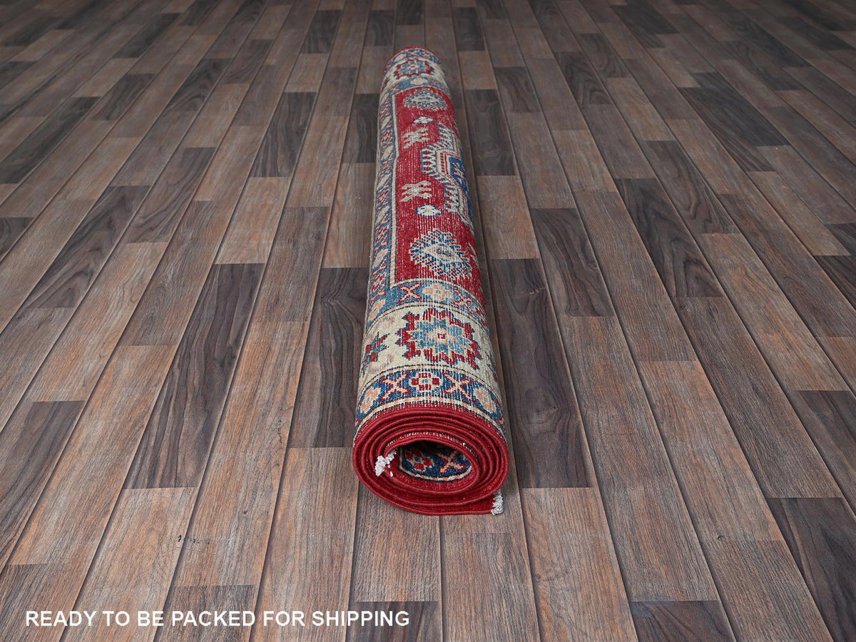 Kazak Kazak hand-knotted wool rug in Red & Ivory, 4'10" x 7' — SKU O0330 (view 5)