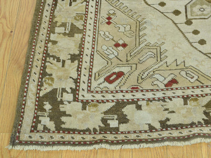 Green 3'8" x 15'0" Antique Hand knotted Wool Rug - Sku: O033178