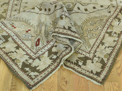 Green 3'8" x 15'0" Antique Hand knotted Wool Rug - Sku: O033178
