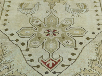 Green 3'8" x 15'0" Antique Hand knotted Wool Rug - Sku: O033178