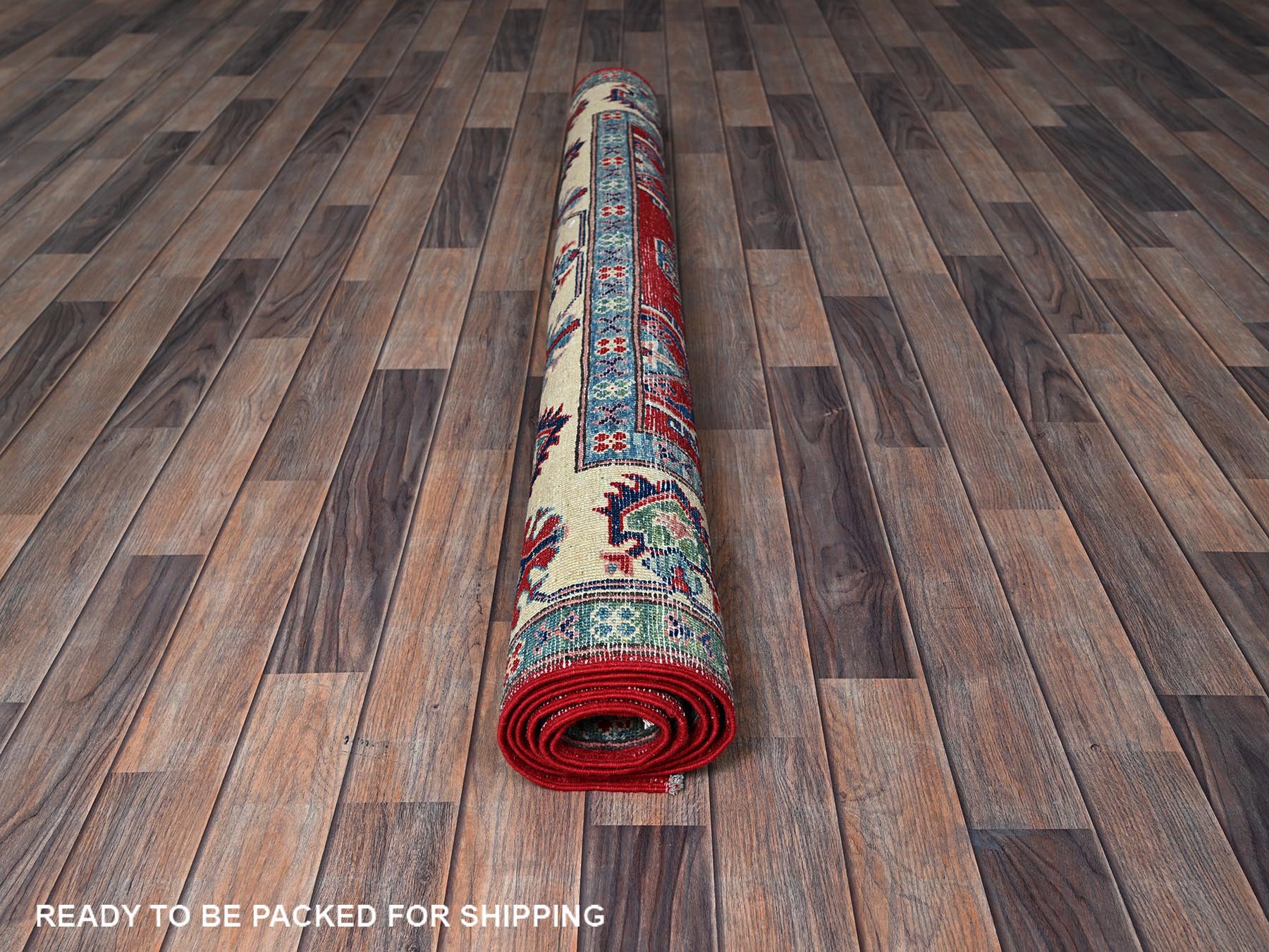 Kazak Kazak hand-knotted wool rug in Red & Ivory, 5'1" x 6'9" — SKU O0331 (view 5)