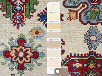 Kazak Kazak hand-knotted wool rug in Ivory & Red, 4'11" x 6'6" — SKU O0332 (view 4)