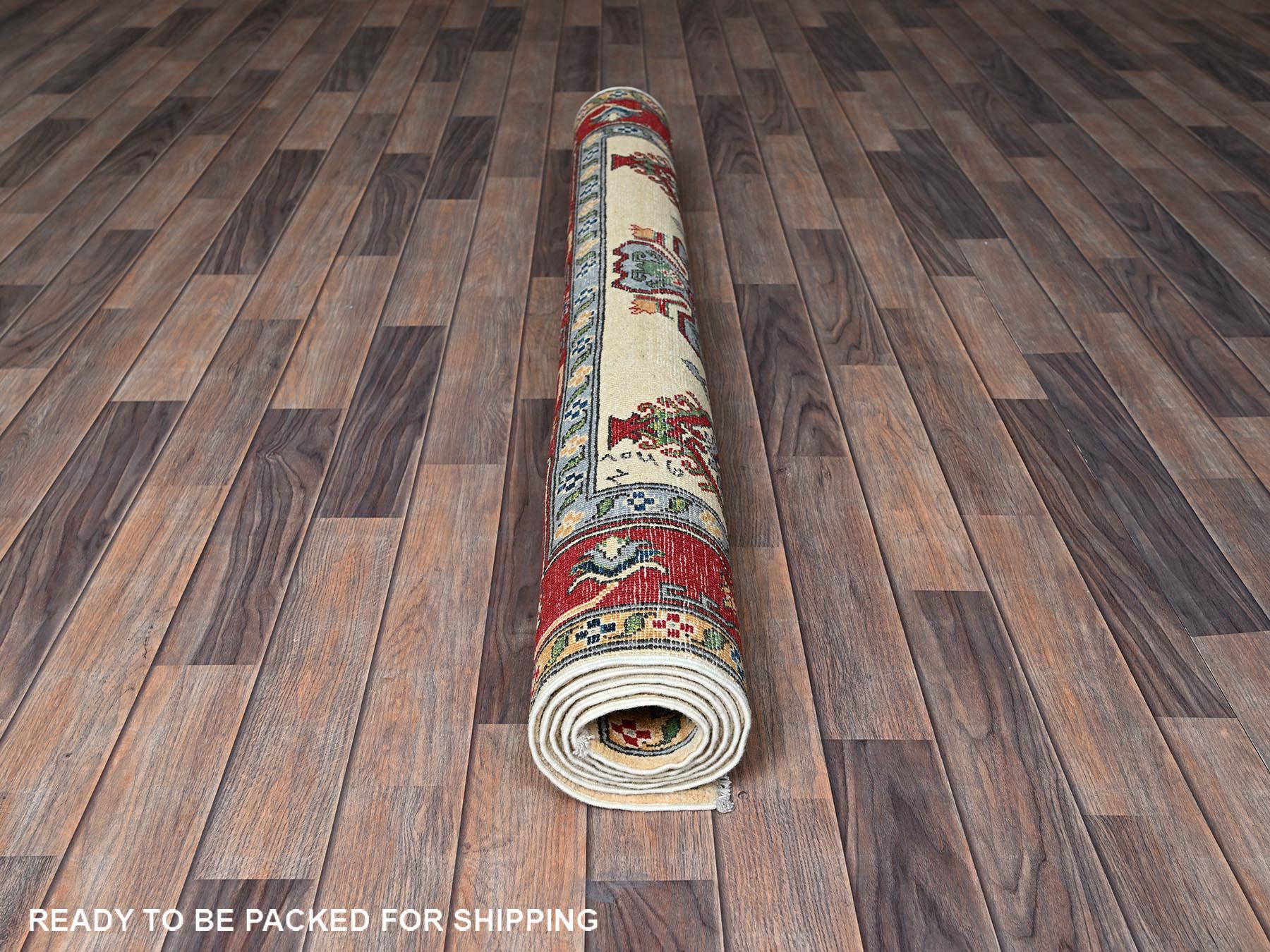 Kazak Kazak hand-knotted wool rug in Ivory & Red, 4'11" x 6'6" — SKU O0332 (view 5)