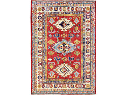 Kazak Kazak hand-knotted wool rug in Red & Ivory, 4'10" x 6'11" — SKU O0333