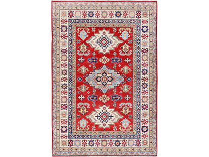 Kazak Kazak hand-knotted wool rug in Red & Ivory, 4'9" x 7'1" — SKU O0335