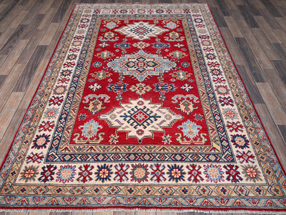 Kazak Kazak hand-knotted wool rug in Red & Ivory, 4'9" x 7'1" — SKU O0335 (view 2)