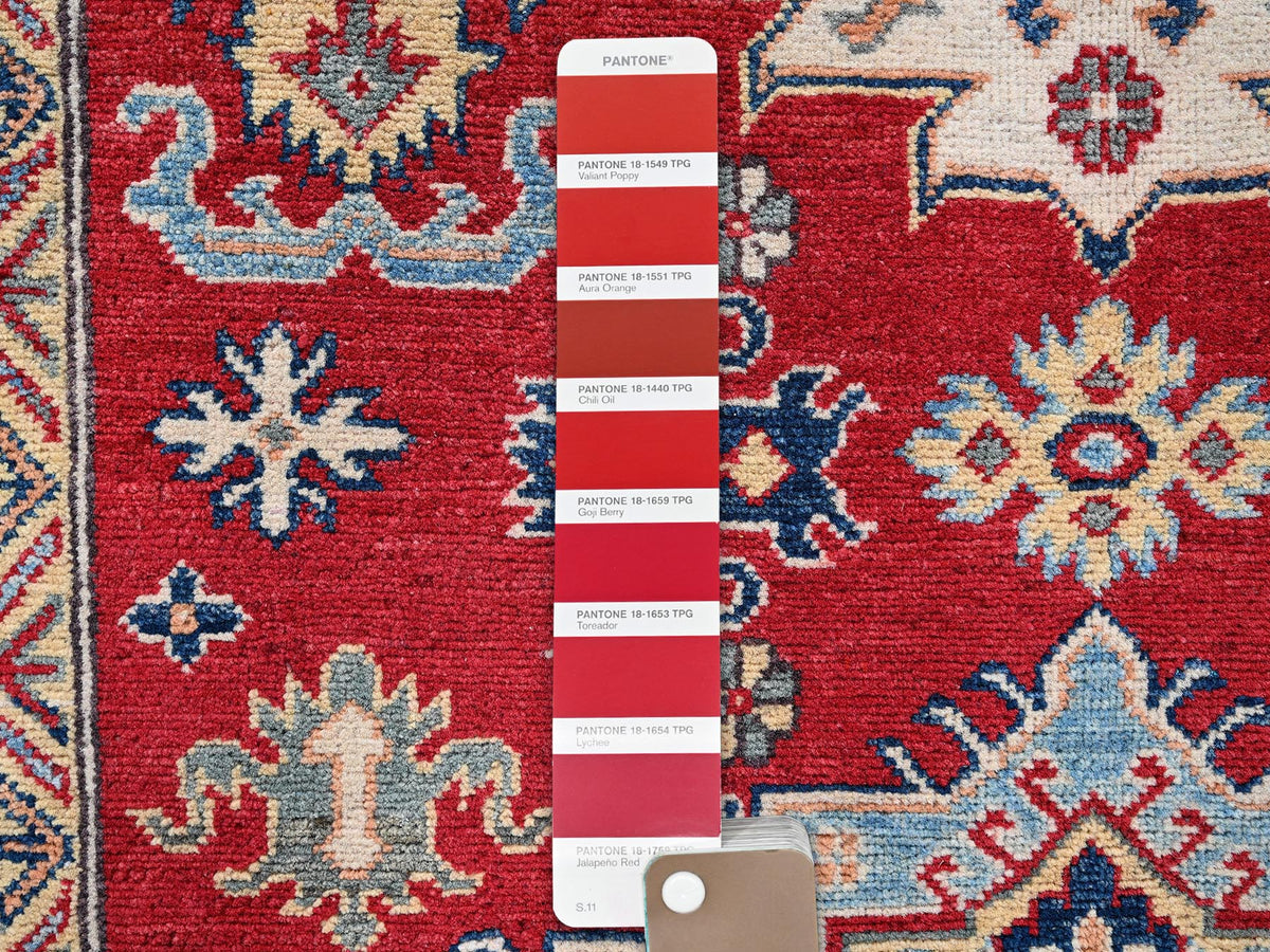 Kazak Kazak hand-knotted wool rug in Red & Ivory, 4'9" x 7'1" — SKU O0335 (view 4)