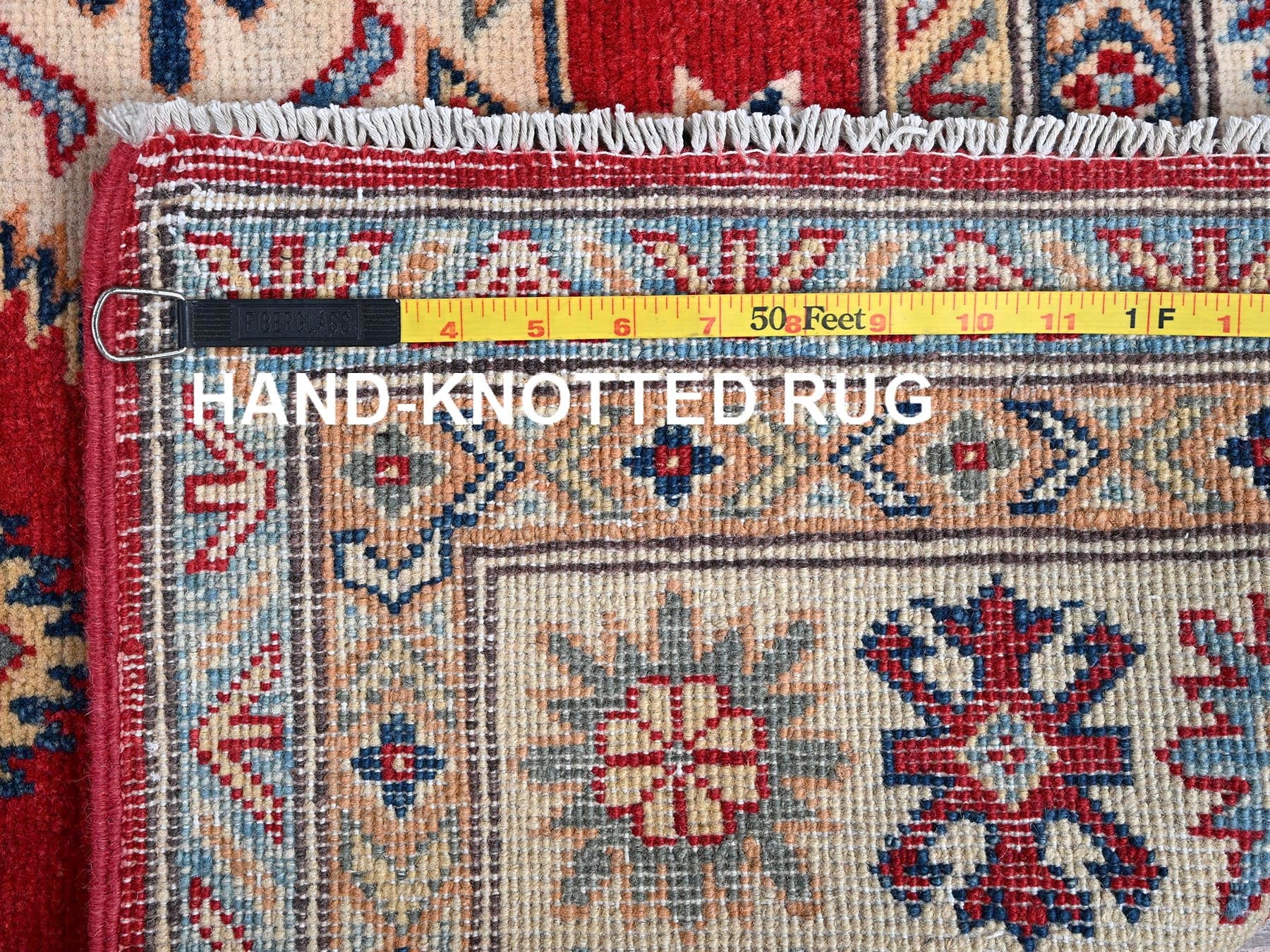 Kazak Kazak hand-knotted wool rug in Red & Ivory, 4'9" x 7'1" — SKU O0335 (view 7)