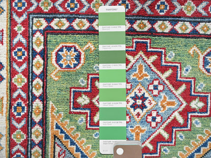 Kazak Kazak hand-knotted wool rug in Green & Ivory, 3'4" x 5' — SKU O0339 (view 4)