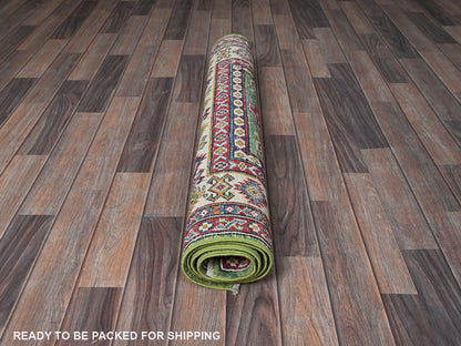 Kazak Kazak hand-knotted wool rug in Green & Ivory, 3'4" x 5' — SKU O0339 (view 5)