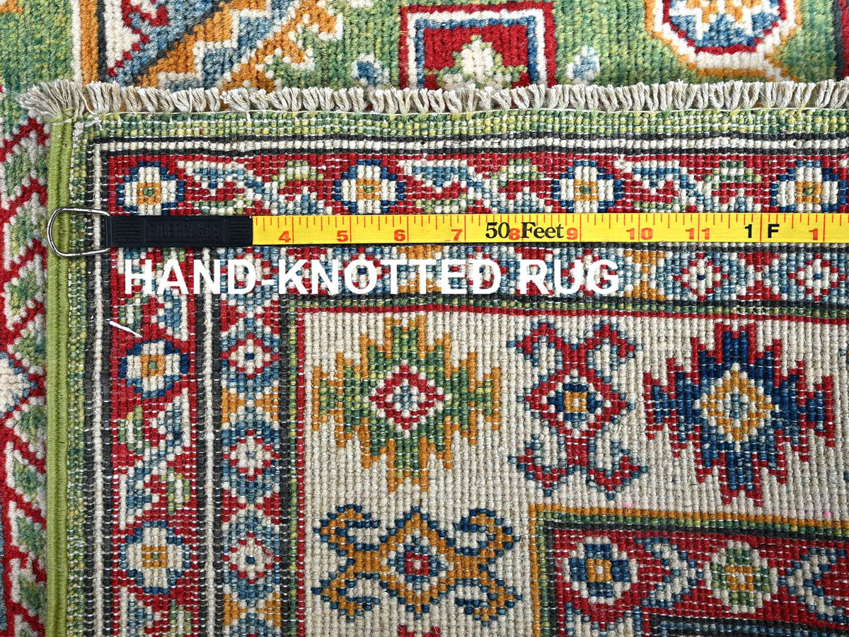 Kazak Kazak hand-knotted wool rug in Green & Ivory, 3'4" x 5' — SKU O0339 (view 7)
