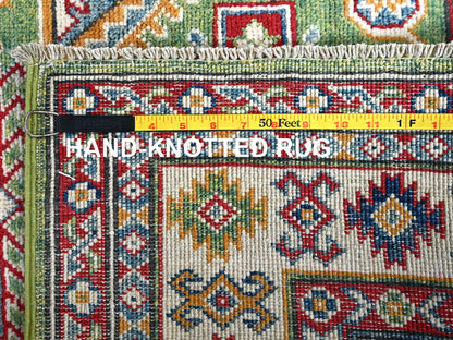 Kazak Kazak hand-knotted wool rug in Green & Ivory, 3'4" x 5' — SKU O0339 (view 7)