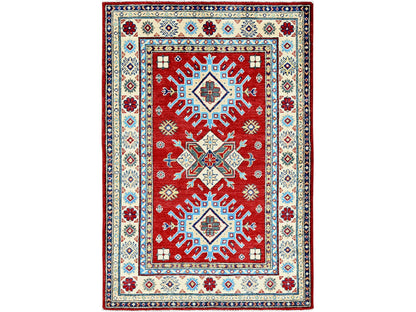 Kazak Kazak hand-knotted wool rug in Red & Ivory, 3'5" x 5' — SKU O0340