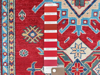 Kazak Kazak hand-knotted wool rug in Red & Ivory, 3'5" x 5' — SKU O0340 (view 4)