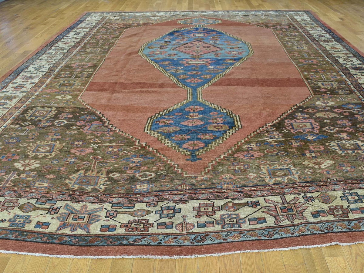 Antique hand-knotted wool rug in Brown & Ivory, 10'8" x 14'1" — SKU O034131 (view 2)
