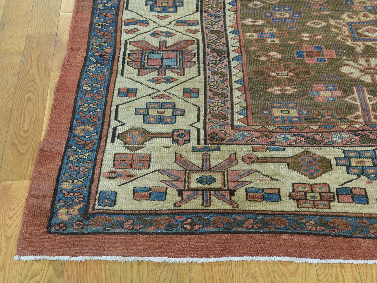 Antique hand-knotted wool rug in Brown & Ivory, 10'8" x 14'1" — SKU O034131 (view 5)