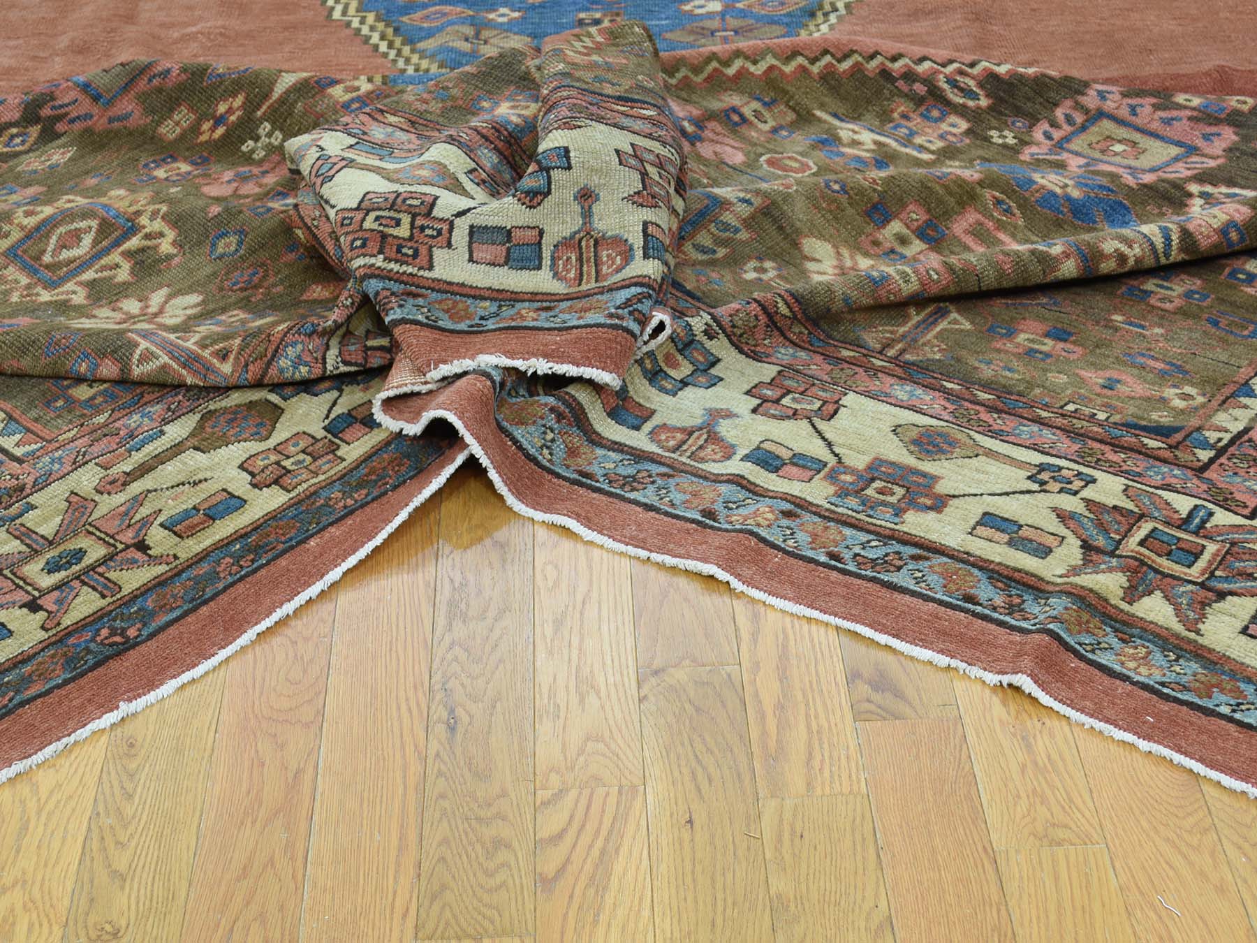 Antique hand-knotted wool rug in Brown & Ivory, 10'8" x 14'1" — SKU O034131 (view 6)