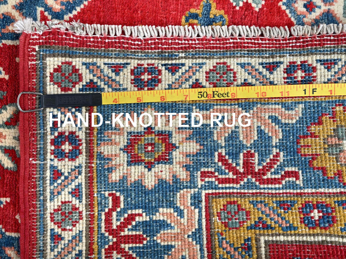 Kazak Kazak hand-knotted wool rug in Red & Blue, 3'8" x 4'10" — SKU O0341 (view 7)