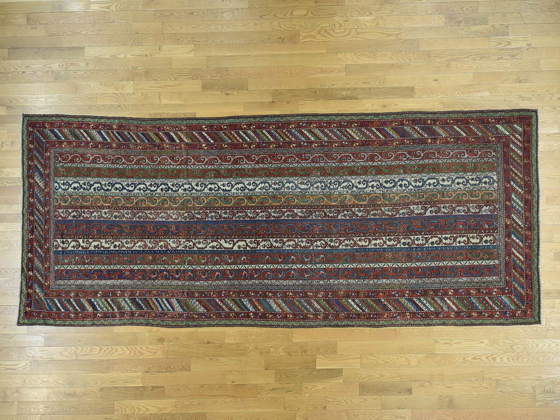 Multicolored 6'5" x 15'6" Antique Hand knotted Wool Rug - Sku: O034421
