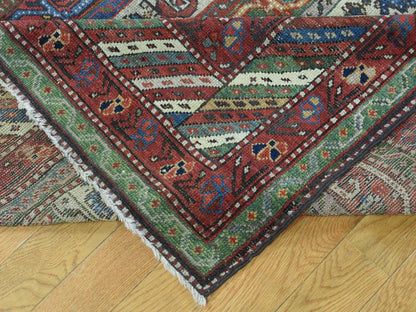 Multicolored 6'5" x 15'6" Antique Hand knotted Wool Rug - Sku: O034421