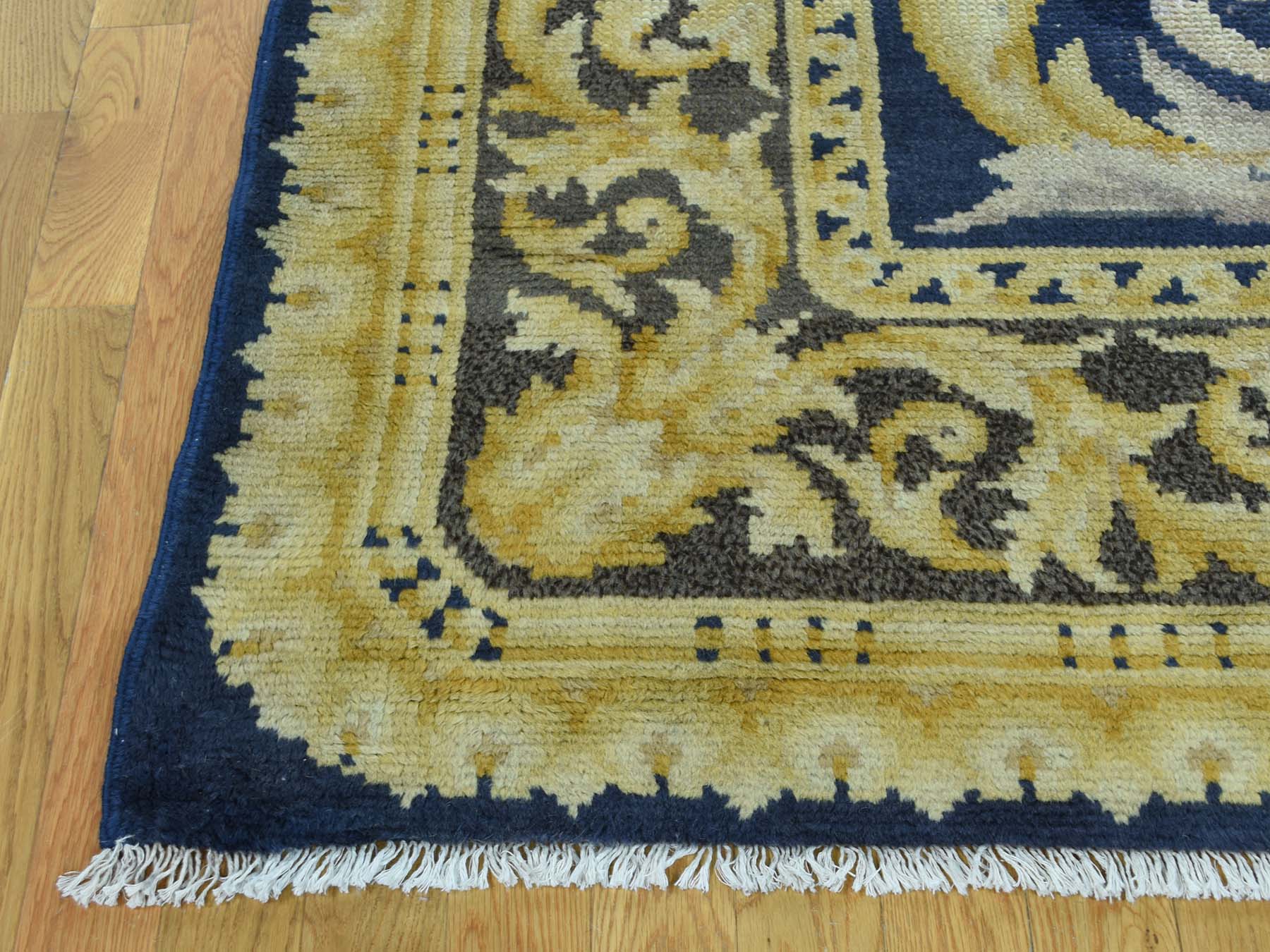 Savonnerie Antique hand-knotted wool rug in Blue & Brown, 10'10" x 13'8" — SKU O034424 (view 5)