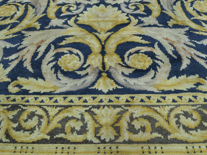 Savonnerie Antique hand-knotted wool rug in Blue & Brown, 10'10" x 13'8" — SKU O034424 (view 8)