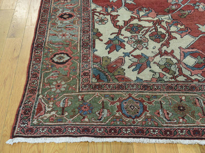 Red 9'0" x 11'3" Antique Hand knotted Wool Rug - Sku: O034425