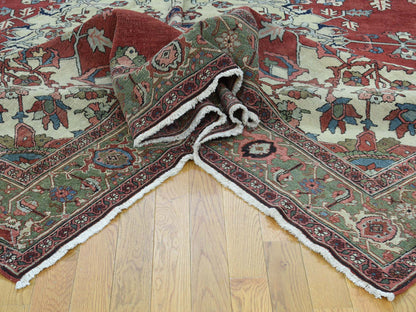 Red 9'0" x 11'3" Antique Hand knotted Wool Rug - Sku: O034425