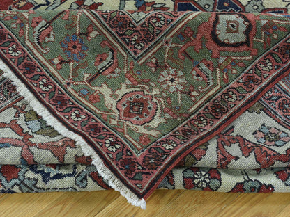 Red 9'0" x 11'3" Antique Hand knotted Wool Rug - Sku: O034425