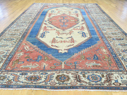 Antique hand-knotted wool rug in Red & Ivory, 8'4" x 14' — SKU O034427 (view 2)