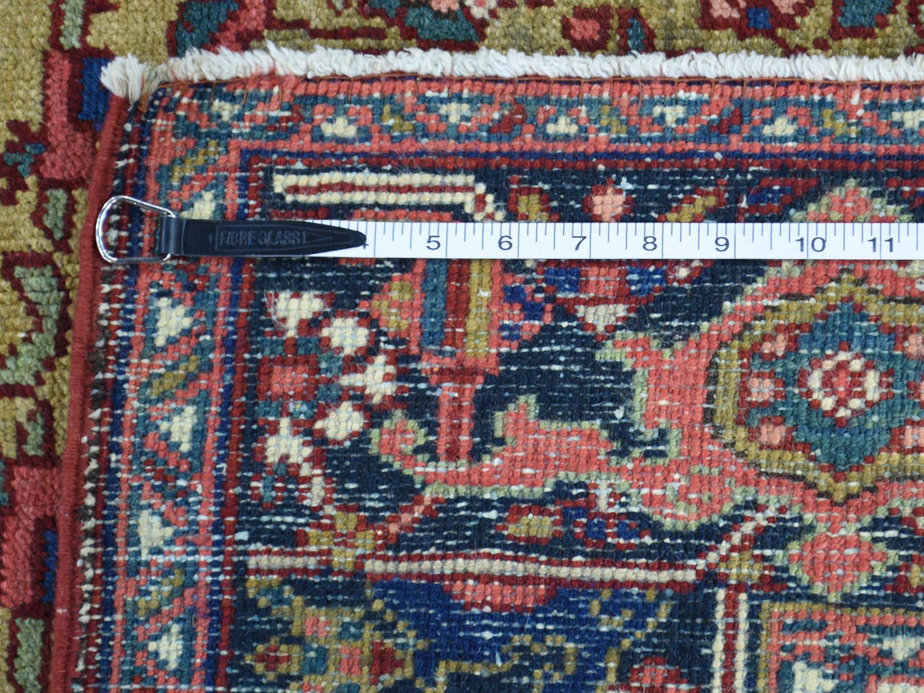 Heriz Antique hand-knotted wool rug in Green & Black, 4'6" x 6'4" — SKU O034451 (view 7)