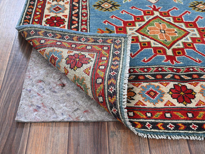 Kazak Kazak hand-knotted wool rug in Blue & Ivory, 3'4" x 4'10" — SKU O0344 (view 3)