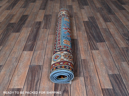 Blue 3'4" x 4'10" Kazak Hand knotted Wool Rug - Sku: O0344