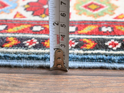 Blue 3'4" x 4'10" Kazak Hand knotted Wool Rug - Sku: O0344