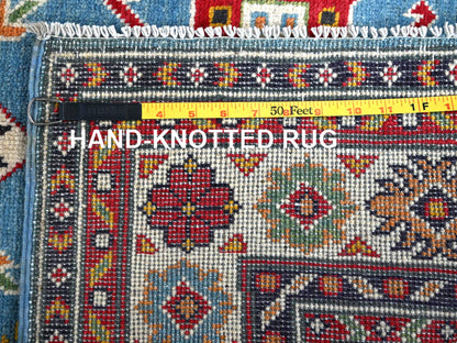 Blue 3'4" x 4'10" Kazak Hand knotted Wool Rug - Sku: O0344