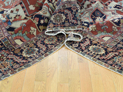 Red 10'0" x 11'7" Antique Hand knotted Wool Rug - Sku: O034785