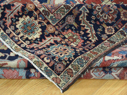 Red 10'0" x 11'7" Antique Hand knotted Wool Rug - Sku: O034785