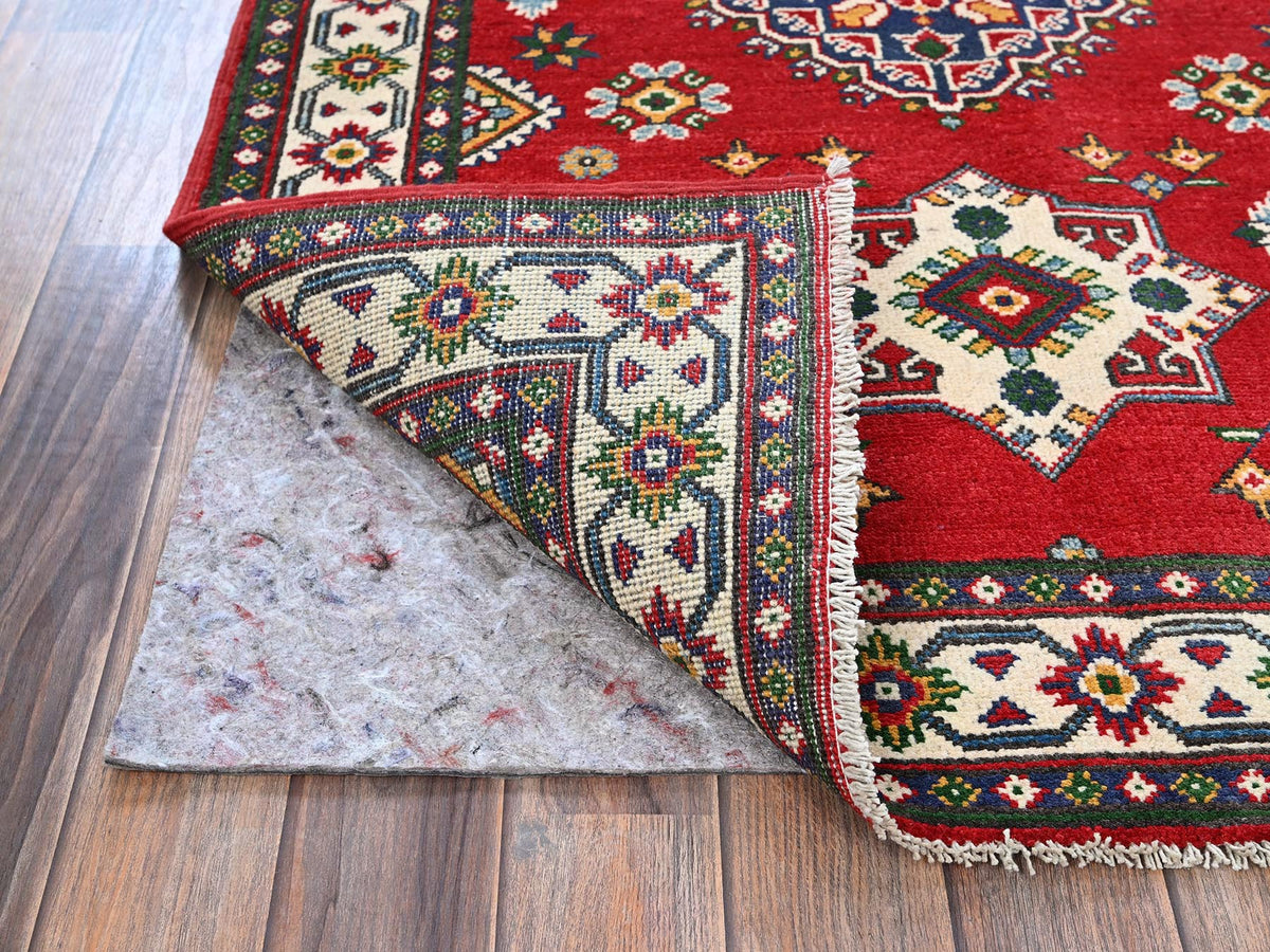 Kazak Kazak hand-knotted wool rug in Red & Ivory, 3'3" x 4'9" — SKU O0348 (view 3)