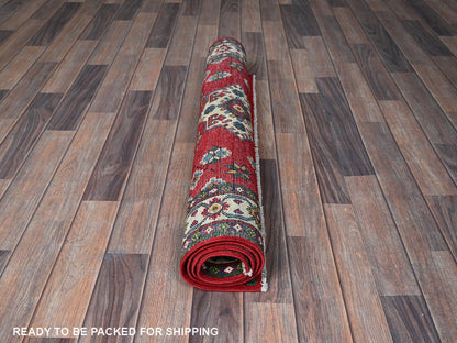 Kazak Kazak hand-knotted wool rug in Red & Ivory, 3'3" x 4'9" — SKU O0348 (view 5)