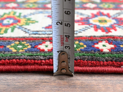 Kazak Kazak hand-knotted wool rug in Red & Ivory, 3'3" x 4'9" — SKU O0348 (view 6)