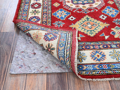 Kazak Kazak hand-knotted wool rug in Red & Ivory, 3'3" x 4'10" — SKU O0349 (view 3)
