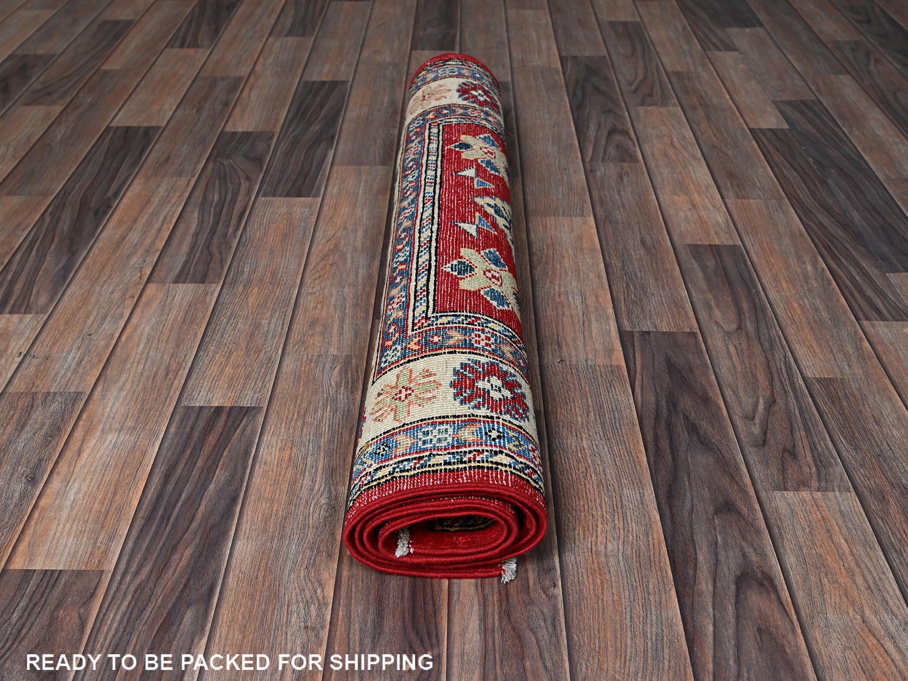 Kazak Kazak hand-knotted wool rug in Red & Ivory, 3'3" x 4'10" — SKU O0349 (view 5)