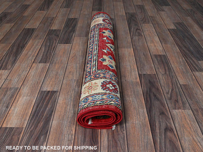 Kazak Kazak hand-knotted wool rug in Red & Ivory, 3'3" x 4'10" — SKU O0349 (view 5)